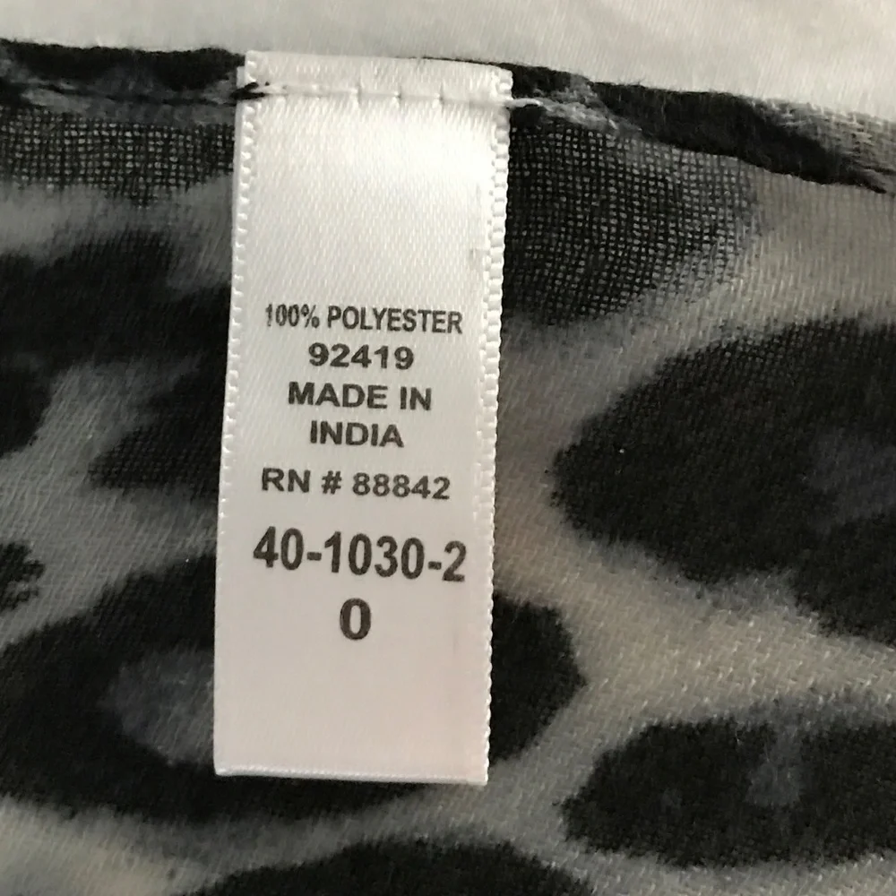 WOMAN WITHIN Leopard Print Wrap Shawl Oversized Scarf Black Gray Animal Print